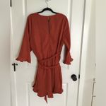 City Chic  Wrap Dress Size 18 Orange Waist Tie Long Sleeves Photo 4