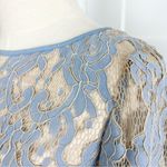 Adrianna Papell Bell Sleeve Georgia Lace Sheath Cocktail Dress Blue Size 6 Photo 7