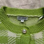 São Paulo Green/White Checkered Cropped Cardigan Green Size M Photo 4