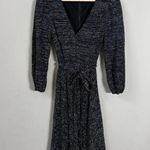 Alice + Olivia  Coco Metallic Midi Dress Women's 2 Silver V-Neck Tie Waist Party Photo 4