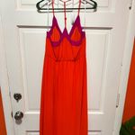 Lulus Bright Side Coral Red Color Block Maxi Dress Size Small Photo 6