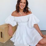 Vestique White Ruffled Mini Dress Photo 1