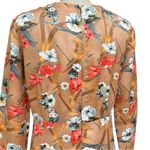 Vintage Floral Satin Boho Maxi Long Sleeve Dress Flowery Fall Dress Neutral Tan Size M Photo 8