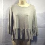 New York And Company Soho Street Womens Top Blouse Size Medium Peplum Ruffle Gray Photo 0