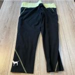 PINK - Victoria's Secret  Black Green Athletic tights capri crop cropped Leggings Photo 1