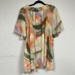 Naturals Linen Blend Orange Green Blouse Womens 5X Boho Beachy Lightweight Top Photo 6