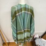 J.Jill  Green Plaid Fringe Cozy Boucle Rana Poncho Cape Womens OS Boho Fall Photo 4