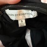 Torn By Ronny Kobo Black strapless maxi dress with ruffled flower detail. Size small. Photo 3