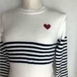 Fashion Women’s Striped Heart Embroidered
Crew Neck Long Sleeve sweater NWT S White Photo 1