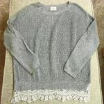 Urban Outfitters UO Pins & Needles Gray Sweater with Crochet Detail Hem Photo 4
