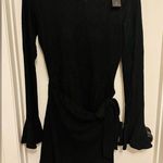 Lulus  Faux Wrap Black Dress With Flutter Sleeve And Tie At Waist Nwt!  Size XS Photo 1