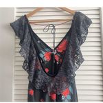 Free People Rose Velvet Ruffle Sleeve Tie Back Asymmetrical Dress Whimsigoth XS Photo 8