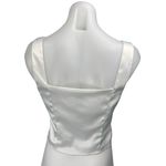 Princess Polly  Women's White Silky Satin Sleeveless Cami Button Crop Tank Top 6 Photo 1