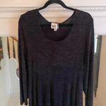 90s VINTAGE Black Lurex Babydoll Mini Dress Size Large/10 Long Sleeve Glitter Photo 1