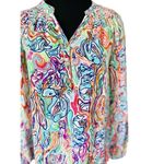 Lilly Pulitzer Women's XS Elsa Silk Smocked Top in What A Catfish Multi Photo 7