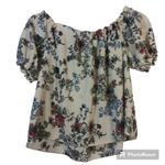 January 7  Cream Floral Short Sleeve Off Shoulder Top Size M Photo 1