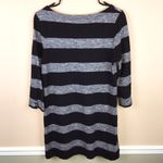 J.Crew Women’s Striped Black Heather Gray 7/8 Sleeve Boatneck Sweater Dress Photo 4