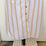 Cynthia Rowley Womens Skirt 100% Linen Striped Yellow Pockets Tied Midi Medium Photo 6