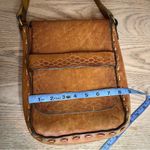 Vintage 1970s Hippie Bohemian Tooled Leather Tan Shoulder Bag Purse Photo 5