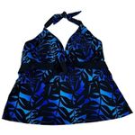 NEW Swimsuits for all sapo print women's blue & black halter tankini top size 24 Photo 0
