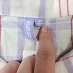 Florence by Mills Plaid White Purple Oversized Long Sleeve Cropped Size XS Photo 2