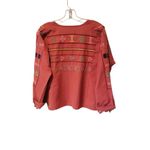 ZARA | Rust Brown Embroidered Southwestern Boho oversized Long Sleeve Top xsm fi Photo 2