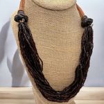 Chico's Chico’s black beaded layered multi-strand twisted necklace leather cord‎ Chunky Photo 0