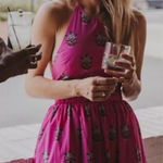 RHODE Salena Maxi Dress in Marigold Flower Hot Pink Large‎ Photo 0