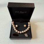 Macy's RH Macy’s & Co cultured fresh water Pearl sterling silver Necklace Earring Set Photo 1