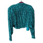 ROTATE‎ BIRGER CHRISTENSEN Aurelia Sequin Embellished blouse 10 Teal Cropped Blue Photo 7