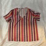 SheIn Multicolor V-Neck Striped Print Top S Dopamine Boho Hippie Grandmacore Photo 6