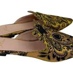 J. Crew Marna Emboirdered Slider Flat Womens 6.5 Metallic Quiet Luxury Mule Shoe Gold Photo 4