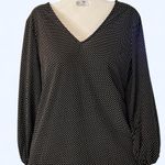 Adrianna Papell  black and white polka dot blouse with puffy sleeves M Photo 0
