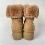 Clarks brown Nubuck Leather Wedge Fur Lined Snow Winter Boots Foldover Size 8.5 Photo 4
