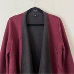 Eileen Fisher  Burgundy Structured Moto Long Jacket Cardigan Medium Merino Wool Photo 5