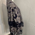 Coco + Carmen  Elegant blue and Cream Patterned Cape Photo 4