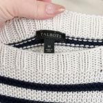 Talbots  Women's Medium Navy White Striped Boat Neck Pullover Knit Sweater Photo 2