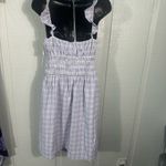 WAYF  Purple Gingham Checkered Smocked Waist Flutter Sleeve  Midi Dress SZ M NWT Photo 4