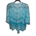 Chico's ✨ Pattern Teal Linen Blend Tie Front Sz 1 Cardigan✨ Photo 1