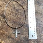 Handmade sterling silver cross on a heavy omega chain EDGY FEMININE Black Photo 3