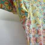 LuLaRoe Blue, Yellow & Pink Geometric High Rise Ankle Leggings Tall & Curvy Photo 4