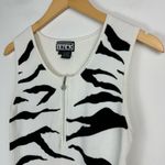 Vtg Y2K Zebra Stripe Ribbed Top Sz Large Quarter Zip Sleeveless Tank Black Photo 8