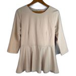 Riva Nice Price Peplum Back Zip Cream Color Dressy Blouse Size Small Neutral Photo 0