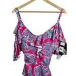 Marilyn Monroe NWT Ruffle Botanical One Piece Swim Suit in Pink/Blue Size 1X Photo 5