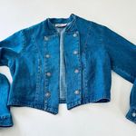 Cactus Flowers Cactus Flower Denim Jacket Womens Large Blue Bolero Cropped Size M Photo 3