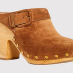 Veronica Beard  Dacey Women Mules Brown Suede Heeled Clogs Studded Retro US 9.5 M Photo 0