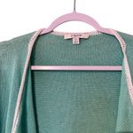Liz Claiborne New York Open Cardigan Drapery Crochet Trim SZ XL Boho Cottage Green Photo 2