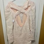 Free People NEW lacey crochet long sleeved open back crinkle cocktail dress NWD Photo 3