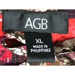 AGB XL Sheer Lace Tunic Red Black Snake Tie Neck Blouse Romantic Abstract Print Photo 7