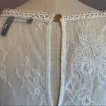White House | Black Market ivory lace top with scalloped short sleeves and hem S Photo 6